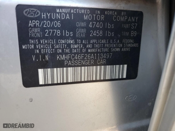 2006 Hyundai Azera SE with VIN KMHFC46F26A113497, listed as a Copart auction lot 73976074 with 172,550 mi miles and Salvage Title. Bid and sale history available at carsss.com. Image 13.