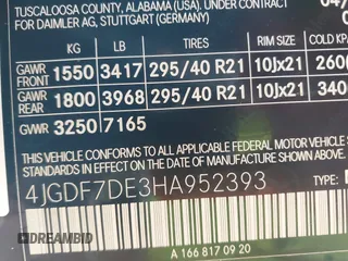 2017 Mercedes-Benz GLS 550 z VIN 4JGDF7DE3HA952393, wystawiony jako IAAI lot #41486489 z przebiegiem 86 350 mil mil oraz . Historia ofert i sprzedaży dostępna na DreamBid. Obrazek 9.