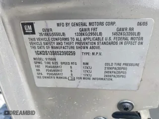 2005 GMC Envoy SLE with VIN 1GKDS13S652390259, listed as a IAAI auction lot 41825258 with 162,172 mi miles. Bid and sale history available at carsss.com. Image 9.