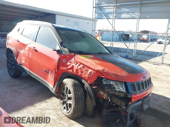 2020 Jeep Compass Trailhawk with VIN 3C4NJDDBXLT239116, listed as a IAAI auction lot 41402449 with 38,021 mi miles and . Bid and sale history available at carsss.com. Image 1.