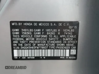 2015 Honda Fit EX-L with VIN 3HGGK5H83FM778607, listed as a Copart auction lot 61733845 with 26,338 mi miles and Clean title. Bid and sale history available at DreamBid. Image 13.