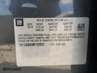 2014 Chevrolet Malibu LTZ with VIN 1G11J5SX9EF137637, listed as a Copart auction lot 47409825 with 125,622 mi miles and Clean Title. Bid and sale history available at carsss.com. Image 13.