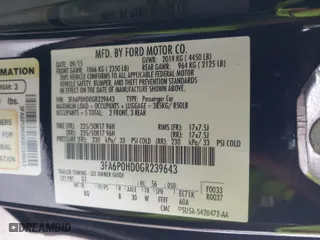 2016 Ford Fusion SE with VIN 3FA6P0HD0GR239643, listed as a IAAI auction lot 41966715 with 109,939 mi miles. Bid and sale history available at carsss.com. Image 9.