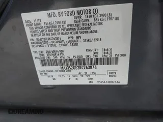 2019 Ford EcoSport SE with VIN MAJ3S2GE2KC263876, listed as a IAAI auction lot 41448236 with 64,988 mi miles and . Bid and sale history available at DreamBid. Image 9.