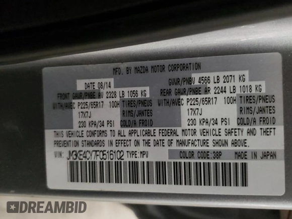 2015 Mazda CX-5 Touring with VIN JM3KE4CY7F0516102, listed as a Copart auction lot 48710205 with 163,734 mi miles and Non Repairable. Bid and sale history available at carsss.com. Image 14.