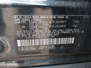 2019 Toyota RAV4 XLE z VIN 2T3P1RFV4KW033276, wystawiony jako IAAI lot #42476344 z przebiegiem 73 247 mil mil oraz . Historia ofert i sprzedaży dostępna na DreamBid. Obrazek 9.