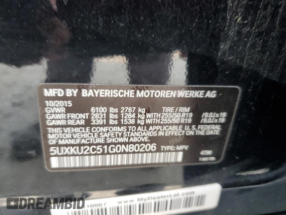 2016 BMW X6 xDrive35i z VIN 5UXKU2C51G0N80206, wystawiony jako Copart lot #58943895 z przebiegiem 74 870 mil mil oraz Szkoda całkowita • Salvage title. Historia ofert i sprzedaży dostępna na DreamBid. Obrazek 14.