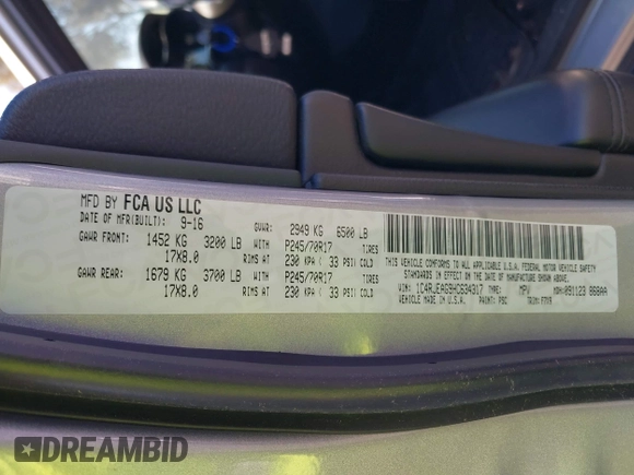 2017 Jeep Grand Cherokee Altitude с VIN 1C4RJEAG9HC634317, выставлен на аукционе IAAI как лот 41647156 с пробегом 98 350 миль миль и . История ставок и продаж доступна на DreamBid. Изображение 9.
