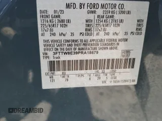 2023 Ford Maverick XL z VIN 3FTTW8E39PRA18679, wystawiony jako Copart lot #57785975 z przebiegiem 22 904 mil mil oraz Szkoda całkowita • Salvage title. Historia ofert i sprzedaży dostępna na DreamBid. Obrazek 13.