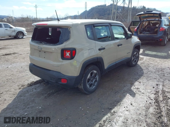 2015 Jeep Renegade Sport with VIN ZACCJBAT4FPC26527, listed as a IAAI auction lot 41704445 with 108,660 mi miles and . Bid and sale history available at DreamBid. Image 4.