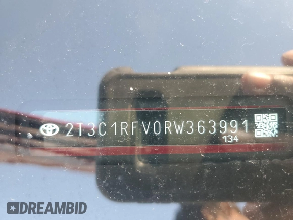 2024 Toyota RAV4 XLE Premium с VIN 2T3C1RFV0RW363991, выставлен на аукционе Copart как лот 55431015 с пробегом 6 822 миль миль и Списание • Salvage title. История ставок и продаж доступна на DreamBid. Изображение 13.
