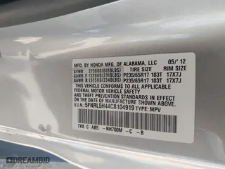 2012 Honda Odyssey EX with VIN 5FNRL5H44CB104919, listed as a IAAI auction lot 41991325 with 158,337 mi miles. Bid and sale history available at carsss.com. Image 9.