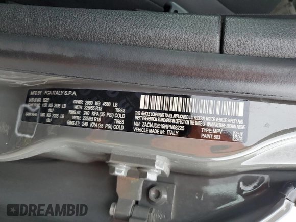 2022 Jeep Renegade Altitude z VIN ZACNJDE19NPN68225, wystawiony jako Copart lot #49124715 z przebiegiem 63 418 mil mil oraz Szkoda całkowita • Salvage title. Historia ofert i sprzedaży dostępna na DreamBid. Obrazek 15.