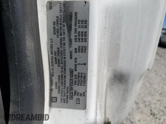 2012 Chevrolet Colorado z VIN 1GCGTBFE5C8143407, wystawiony jako Copart lot #66031114 z przebiegiem 182 132 mil mil oraz Szkoda całkowita • Salvage title. Historia ofert i sprzedaży dostępna na DreamBid. Obrazek 12.