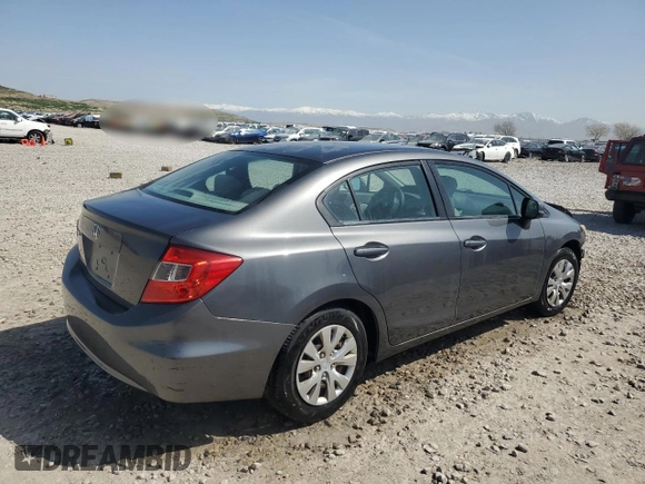 2012 Honda Civic LX with VIN 2HGFB2F57CH555578, listed as a Copart auction lot 52369765 with 196,032 mi miles and Salvage Title. Bid and sale history available at DreamBid. Image 3.