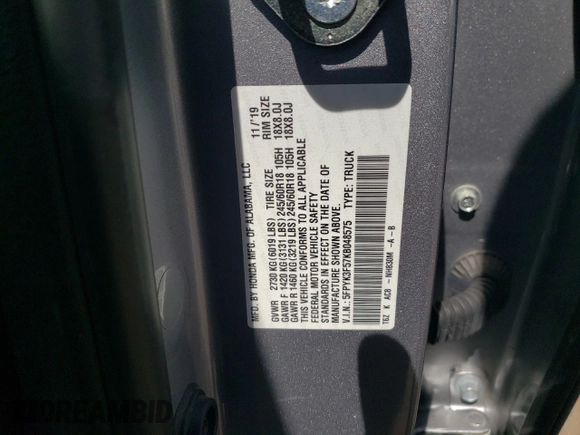 2019 Honda Ridgeline RTL z VIN 5FPYK3F57KB048575, wystawiony jako Copart lot #55019405 z przebiegiem 125 372 mil mil oraz Szkoda całkowita • Salvage title. Historia ofert i sprzedaży dostępna na DreamBid. Obrazek 12.
