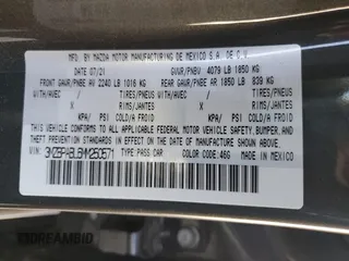 2021 Mazda 3 Select with VIN 3MZBPABL6MM250571, listed as a Copart auction lot 54455515 with 33,460 mi miles and Salvage title. Bid and sale history available at DreamBid. Image 12.