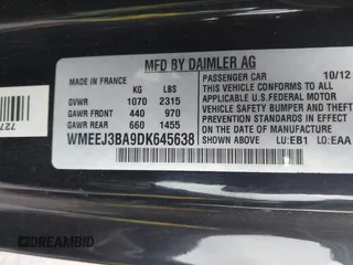 2013 Smart fortwo Pure z VIN WMEEJ3BA9DK645638, wystawiony jako IAAI lot #42371405 z przebiegiem 37 293 mil mil oraz . Historia ofert i sprzedaży dostępna na DreamBid. Obrazek 9.