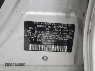 2018 Hyundai Accent SEL with VIN 3KPC24A37JE028071, listed as a Copart auction lot 85976434 with 0 mi miles and Clean Title. Bid and sale history available at carsss.com. Image 12.