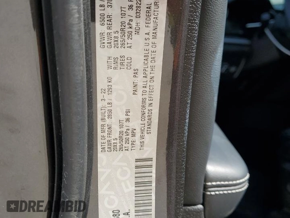 2022 Jeep Grand Cherokee Limited with VIN 1C4RJJBG6N8568380, listed as a Copart auction lot 52599145 with 22,449 mi miles and Clean title. Bid and sale history available at DreamBid. Image 13.