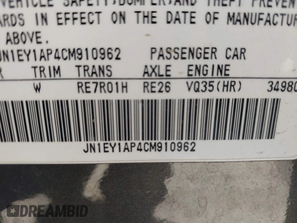 2012 Infiniti M Hybrid with VIN JN1EY1AP4CM910962, listed as a IAAI auction lot 42597542 with 187,171 mi miles and . Bid and sale history available at DreamBid. Image 9.