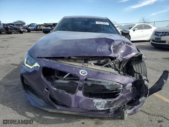 2022 BMW 2 Series M240i xDrive with VIN 3MW53CM0XN8C61591, listed as a Copart auction lot 45224845 with 24,015 mi miles and Salvage Title. Bid and sale history available at carsss.com. Image 5.