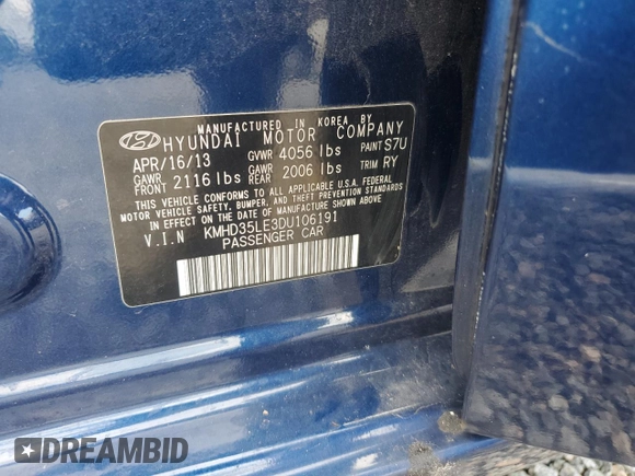 2013 Hyundai Elantra GT with VIN KMHD35LE3DU106191, listed as a Copart auction lot 74074794 with 0 mi miles and Salvage Title. Bid and sale history available at carsss.com. Image 13.