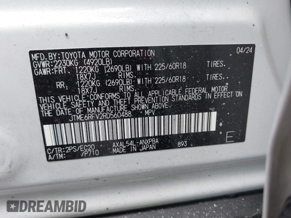 2024 Toyota RAV4 Hybrid XSE with VIN JTME6RFV2RD560488, listed as a IAAI auction lot 41542751 with 9,402 mi miles and . Bid and sale history available at carsss.com. Image 9.