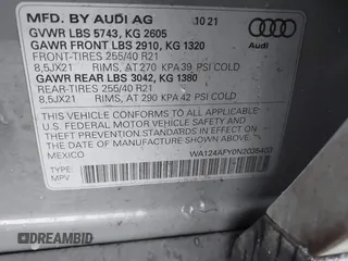 2022 Audi SQ5 Sportback Premium Plus z VIN WA124AFY0N2035403, wystawiony jako IAAI lot #41630485 z przebiegiem 31 342 mil mil oraz . Historia ofert i sprzedaży dostępna na DreamBid. Obrazek 9.