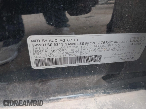 2011 Audi A6 Prestige z VIN WAUKGAFB0BN017533, wystawiony jako IAAI lot #42250866 z przebiegiem 92 188 mil mil oraz . Historia ofert i sprzedaży dostępna na DreamBid. Obrazek 9.