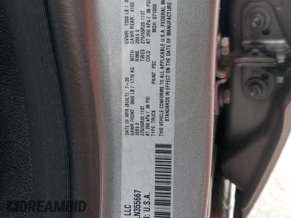 2020 Ram 1500 Laramie with VIN 1C6SRFJM7LN355667, listed as a Copart auction lot 45062385 with 121,512 mi miles and Salvage title. Bid and sale history available at DreamBid. Image 12.