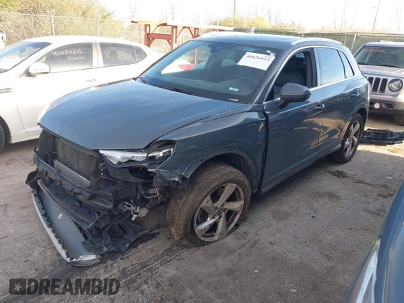 2019 Audi Q3 Premium with VIN WA1AECF34K1077065, listed as a IAAI auction lot 40826923 with 85,458 mi miles and . Bid and sale history available at DreamBid. Image 2.