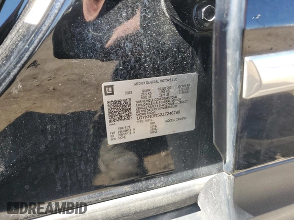 2018 Cadillac XT5 AWD with VIN 1GYKNBRS2JZ246789, listed as a Copart auction lot 56738565 with 62,513 mi miles and Clean title. Bid and sale history available at DreamBid. Image 12.