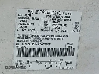 1999 Ford Explorer XLT с VIN 1FMZU35P4XZA92038, выставлен на аукционе IAAI как лот 42093151 с пробегом 156 949 миль миль и . История ставок и продаж доступна на DreamBid. Изображение 9.