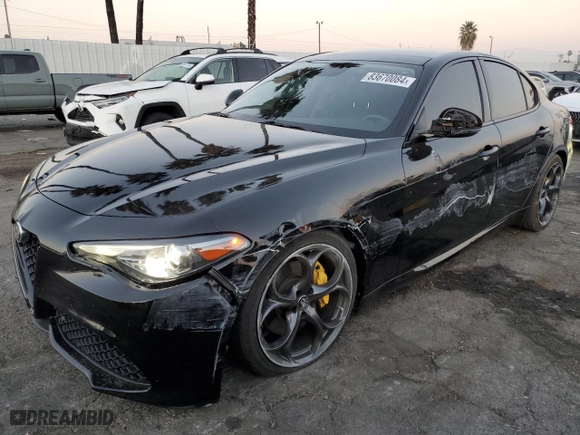 2019 Alfa Romeo Giulia Ti with VIN ZARFAMBN3K7621238, listed as a Copart auction lot 83670084 with 53,711 mi miles and Salvage Title. Bid and sale history available at carsss.com. Image 1.