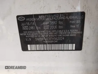 2015 Hyundai Elantra SE with VIN 5NPDH4AE6FH562024, listed as a IAAI auction lot 41065007 with 71,137 mi miles and . Bid and sale history available at DreamBid. Image 9.