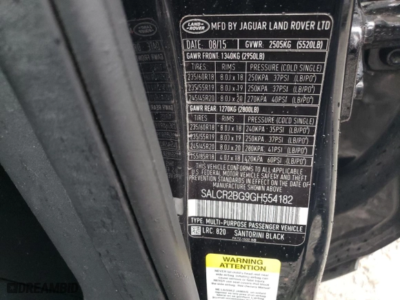 2016 Land Rover Discovery Sport HSE with VIN SALCR2BG9GH554182, listed as a Copart auction lot 71415874 with 152,575 mi miles and Clean Title. Bid and sale history available at carsss.com. Image 13.