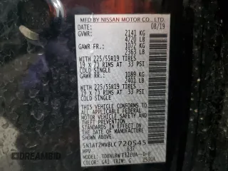 2020 Nissan Rogue SL with VIN 5N1AT2MV8LC720545, listed as a Copart auction lot 52154615 with 97,452 mi miles and Salvage Title. Bid and sale history available at DreamBid. Image 16.