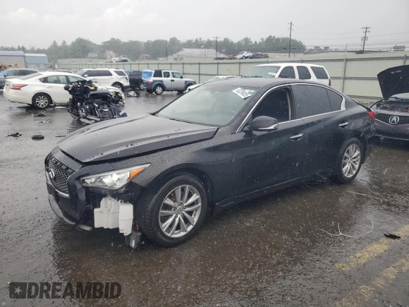 2014 Infiniti Q50 Premium with VIN JN1BV7AR9EM707892, listed as a Copart auction lot 63298055 with 144,391 mi miles and Salvage title. Bid and sale history available at DreamBid. Image 1.