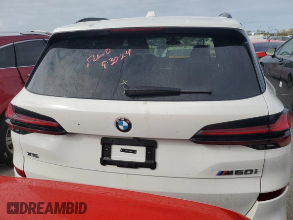 2024 BMW X5 M60i with VIN 5UX33EU01R9U55250, listed as a Copart auction lot 75096574 with 0 mi miles and Non Repairable. Bid and sale history available at carsss.com. Image 6.