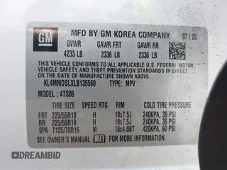 2020 Buick Encore GX Select with VIN KL4MMDSLXLB135560, listed as a IAAI auction lot 42589262 with 108,076 mi miles and . Bid and sale history available at DreamBid. Image 9.