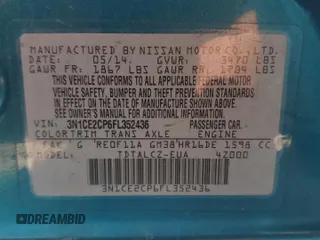 2015 Nissan Note SV with VIN 3N1CE2CP6FL352436, listed as a Copart auction lot 51792025 with 167,920 mi miles and Salvage Title. Bid and sale history available at DreamBid. Image 13.