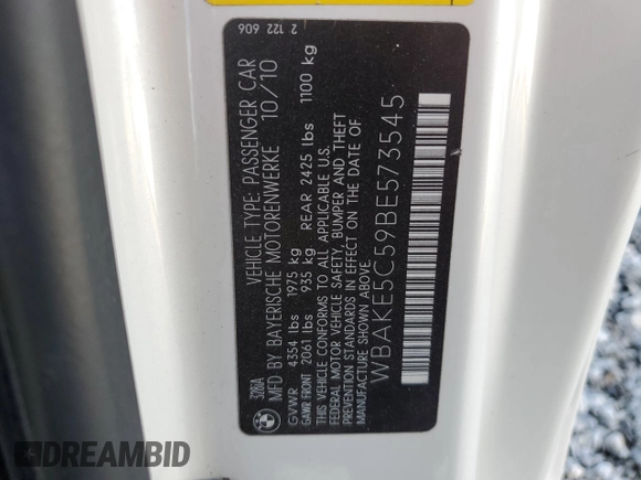 2011 BMW 3 Series 328i с VIN WBAKE5C59BE573545, выставлен на аукционе Copart как лот 42564155 с пробегом 142 137 миль миль и Чистый • Clean title. История ставок и продаж доступна на DreamBid. Изображение 12.