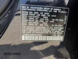 2022 Volkswagen Atlas SEL with VIN 1V2BP2CA9NC519850, listed as a Copart auction lot 61124825 with 26,243 mi miles and Salvage title. Bid and sale history available at DreamBid. Image 14.