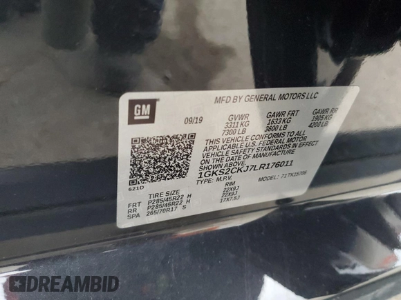 2020 GMC Yukon Denali with VIN 1GKS2CKJ7LR176011, listed as a Copart auction lot 82443504 with 60,252 mi miles and Salvage Title. Bid and sale history available at carsss.com. Image 15.