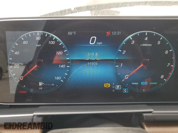 2022 Mercedes-Benz GLS 450 with VIN 4JGFF5KE4NA748410, listed as a Copart auction lot 54735164 with 11,909 mi miles and Salvage Title. Bid and sale history available at DreamBid. Image 9.