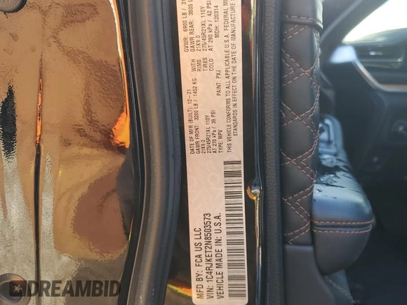 2022 Jeep Grand Cherokee Summit Reserve with VIN 1C4RJKET2N8503573, listed as a Copart auction lot 87699995 with 56,244 mi miles and Salvage title. Bid and sale history available at DreamBid. Image 13.