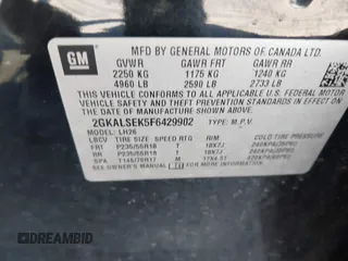 2015 GMC Terrain SLT with VIN 2GKALSEK5F6429902, listed as a IAAI auction lot 41887322 with 99,787 mi miles. Bid and sale history available at carsss.com. Image 9.
