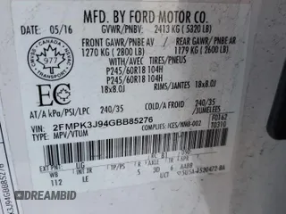 2016 Ford Edge SEL with VIN 2FMPK3J94GBB85276, listed as a Copart auction lot 86981954 with 118,134 mi miles and Clean Title. Bid and sale history available at carsss.com. Image 14.