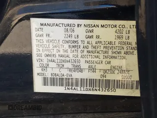 2006 Nissan Altima S with VIN 1N4AL11DX6N432650, listed as a IAAI auction lot 41789388 with 239,071 mi miles and . Bid and sale history available at DreamBid. Image 9.